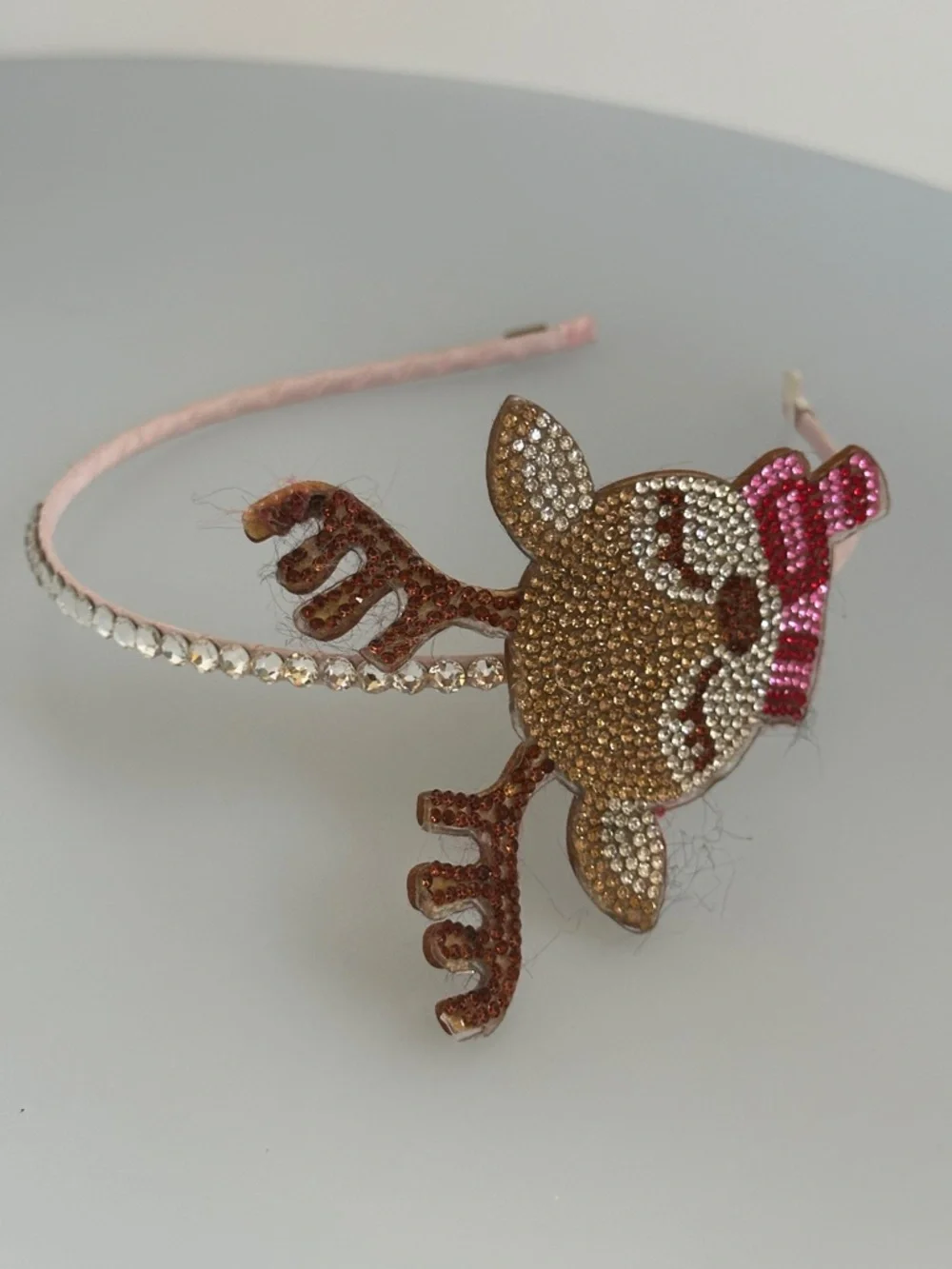 Neiman Marcus Brown and Red Reindeer Rhinestone Kids Headband